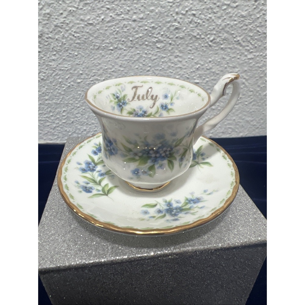 Royal Albert Flower of the Month July Miniature Cup and Saucer Forget-Me-Not